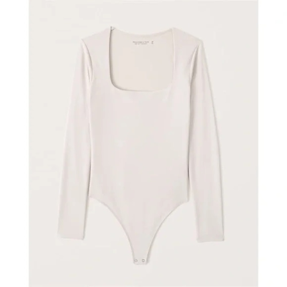 A&F Long-Sleeve Seamless Square-neck Bodysuit White